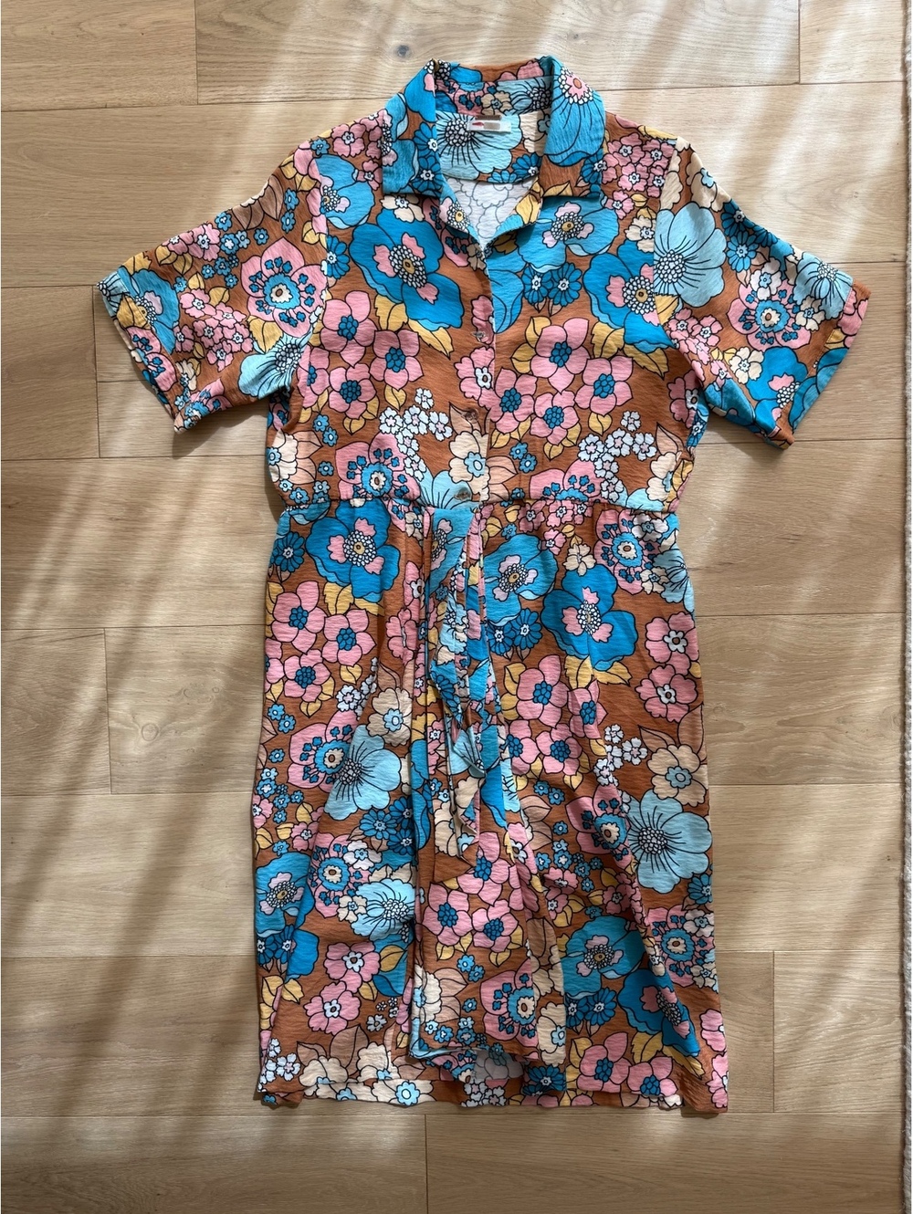 Dodo Bar Or Nancy Dress Size S 70s Floral Print Midi Shirt Dress Retro